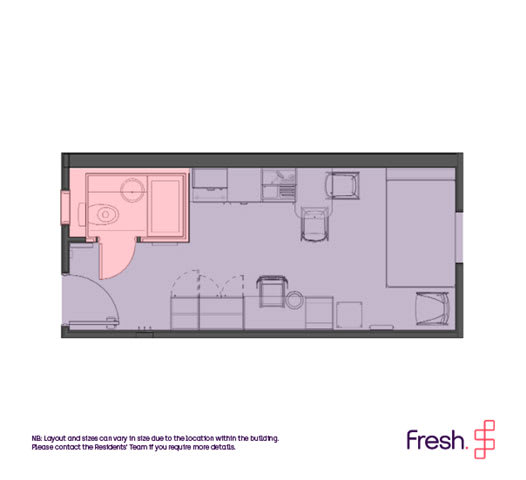 Floor Plan  Botanic Studios, Belfast, Deluxe Studio Floor Plan