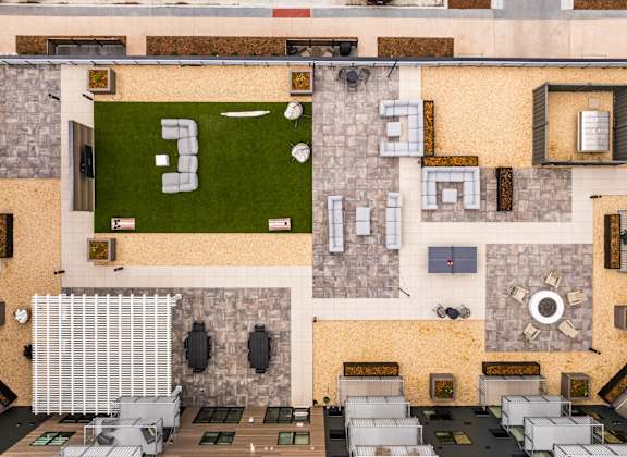 a floor plan of a house with a courtyard and a pool at EagleRidge Plaza Residences, Fargo, 58104