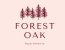 a logo for forest oak apartments with a pink background and trees