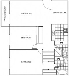 C floor plan at Camino de Oro Apartments, Torrance, California
