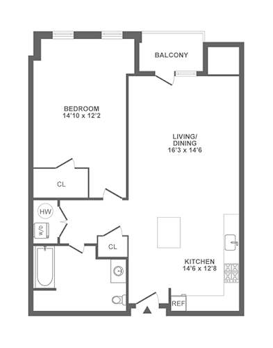 Floor Plan  one bedroom balcony