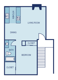 1 bed 1 bath A1 Floor Plan at The Entro at Midtown, Dallas, 75230