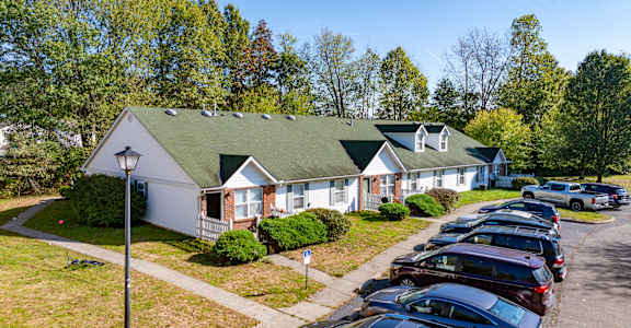 Row Houses with Cars Parked at Providence Glen Apartments, Columbus, OH, 43219