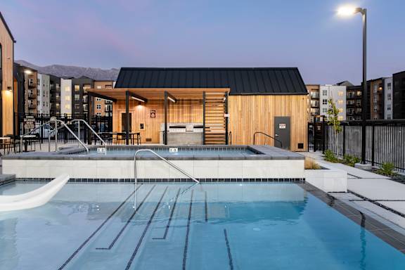 Clear pool at Solhavn Apartments, American Fork, UT, 84003