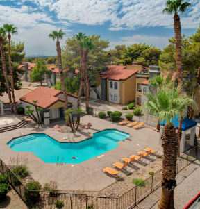 Pool Aerial View at Sunset Cove Apartments, Las Vegas, NV, 89142