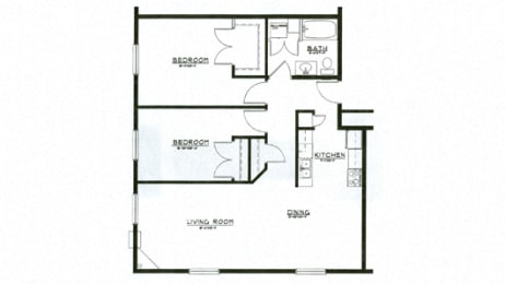  Floor Plan Two Bedroom One Bathroom