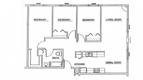  Floor Plan Three Bedroom One Bathroom
