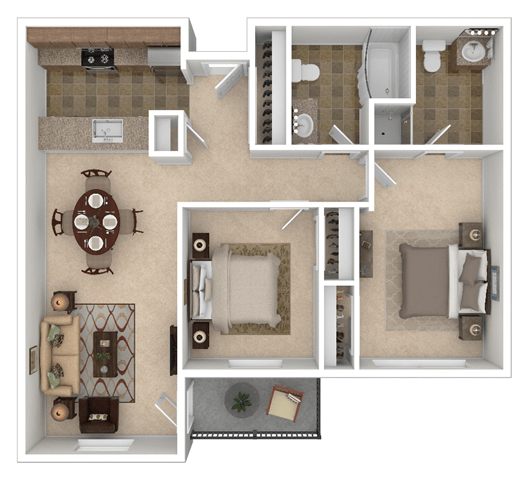 Floor Plan  Tenth Two Bed Two Bath