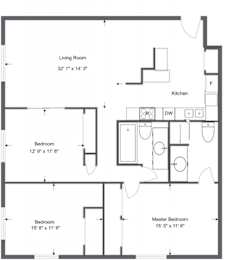 Renovated 3 Bedroom 2 bath 1384 Sq. Ft Floor Plans at Old Green Apartments, Ohio
