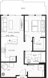 Lux Apartments_Bellevue WA_Floor Plan_One Bedroom One Bathroom With Den A Lux Apartments_Bellevue WA_Floor Plan_One Bedroom One Bathroom With Den A