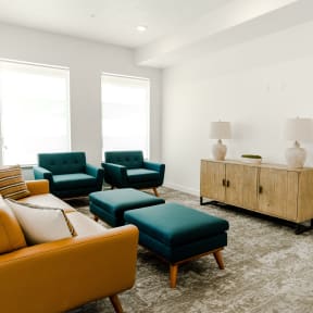Living Room With Ceiling Fan at Homestead Collection