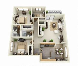 3D Floorplan for a 3 bedroom at Overlook at the Willamette, Milwaukie, OR 97222 ?