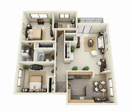 Floor Plan  3D Floorplan for a 3 bedroom at Overlook at the Willamette, Milwaukie, OR 97222 ?