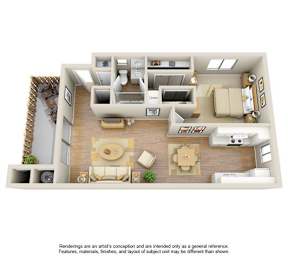  Floor Plan 1 Bedroom 1 Bath