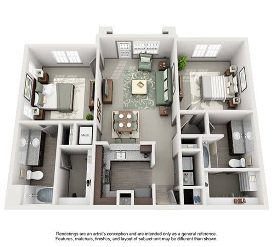 Floor Plan  The Estates at Johns Creek Apartment Homes - 2 Bedroom 2 Bath Apartment