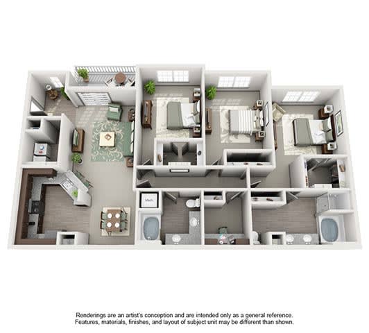 The Estates at Johns Creek Apartment Homes - 3 Bedroom 2 Bath Apartment The Estates at Johns Creek Apartment Homes - 3 Bedroom 2 Bath Apartment