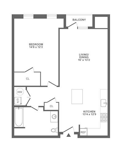 Floor Plan  one bedroom balcony