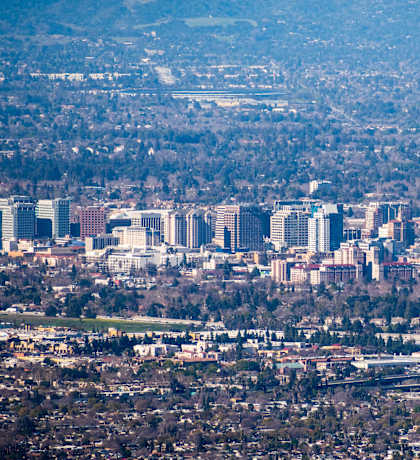 a view of the city from above