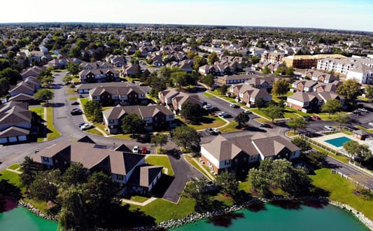 an aerial view of a large neighborhood of houses