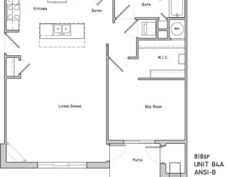 Mayfair one bedroom one bathroom floor plan at The Flats at 84
