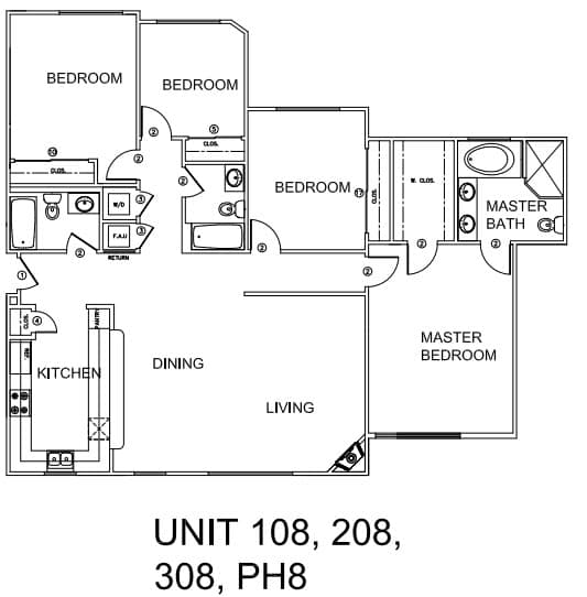 Units 108, 208, 308, PH8