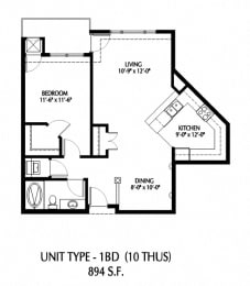 One Bedroom_Floor Plan at 808 Berry Place, Saint Paul