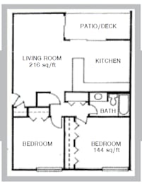 Floor Plan 2 Bedroom/1 Bathroom