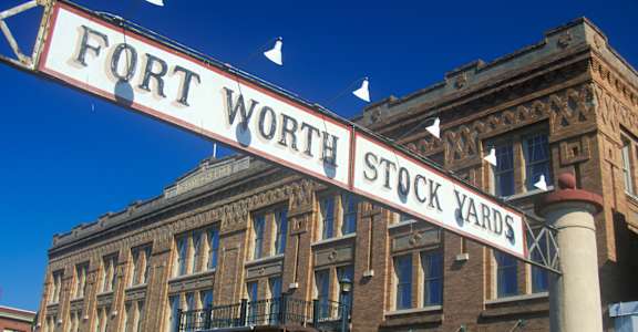 A sign that says Fort Worth Stock Yards.