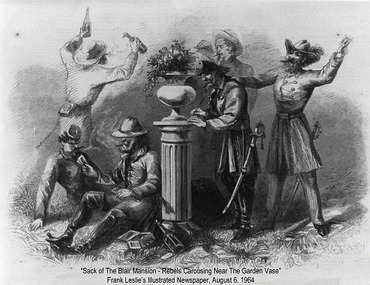 a drawing of a group of people standing around a pillar