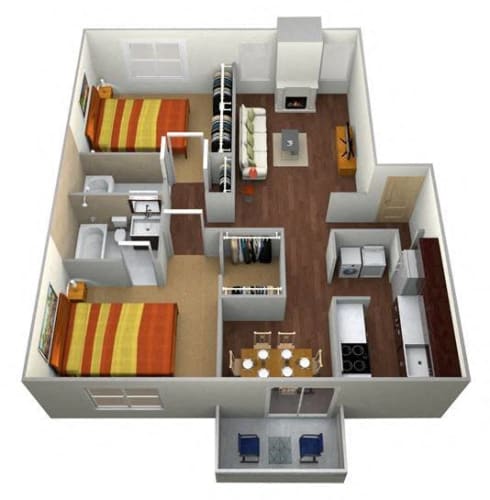 Floor Plan  Two Bedroom Two Bath