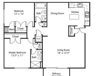 Floor Plan 2 Bedroom 2 Bath w/washer & dryer