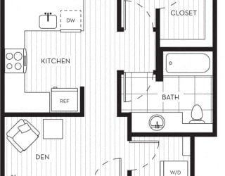 Lux Apartments Floor Plan One Bedroom One Bathroom With Den F