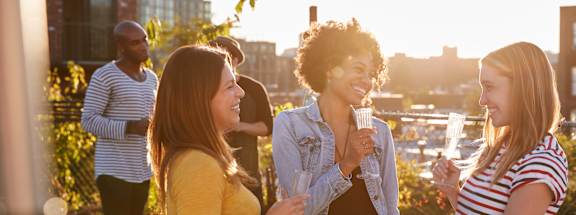Friends Socializing at Refinery Row in Baltimore, MD