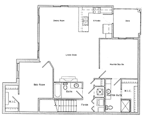 Benson two bedroom two bathroom floor plan at Villas of Omaha at Butler Ridge