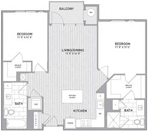 2 BED 2 BATH Floor Plan A at Indigo 301 Apartments, Pennsylvania