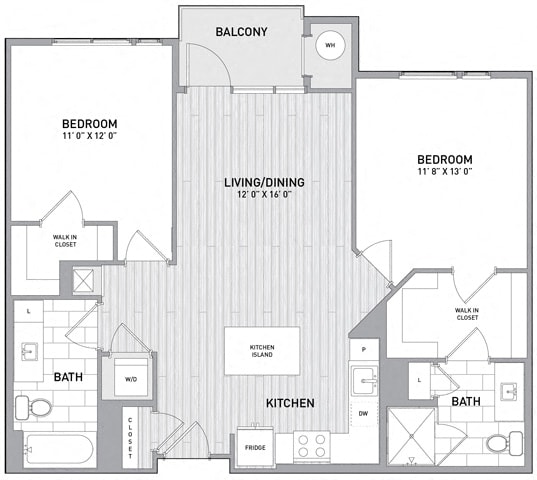 2 BED 2 BATH Floor Plan A at Indigo 301 Apartments, Pennsylvania