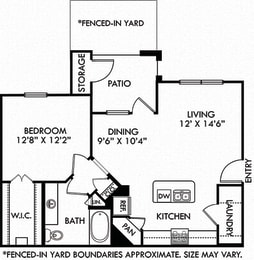 Marabella with Kitchen, Living, Dining, 1 Bedroom , 1 Bath and Fenced-in Yard