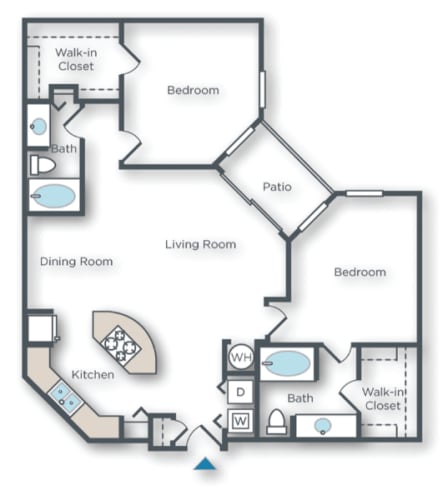 Floor Plan  Prickly pear 2 bed 2 bath corner unit with patio