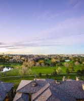 a view of the city from the roof of a house