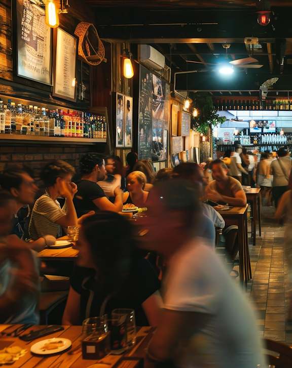 A group of people enjoying a meal together at a restaurant.