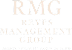 A black and white image of the Reyes Management Group logo.