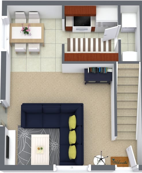 a floor plan of a room with a bedroom and a living room