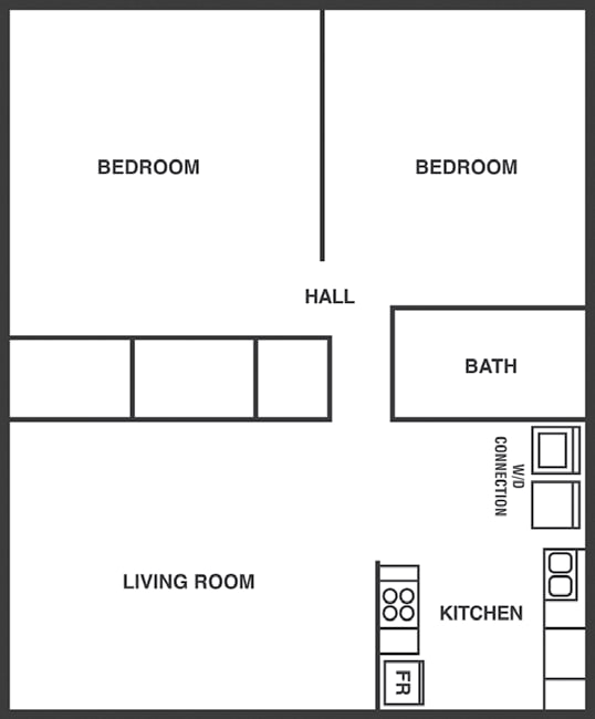 Floor Plan  Barron Court  2 Bedroom 1 Bath