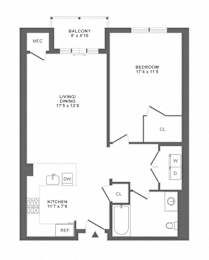 1 bed 1 bathroom K | 836 Sq. Ft. at Vermella Lyndhurst apartments, Lyndhurst, NJ, 07071