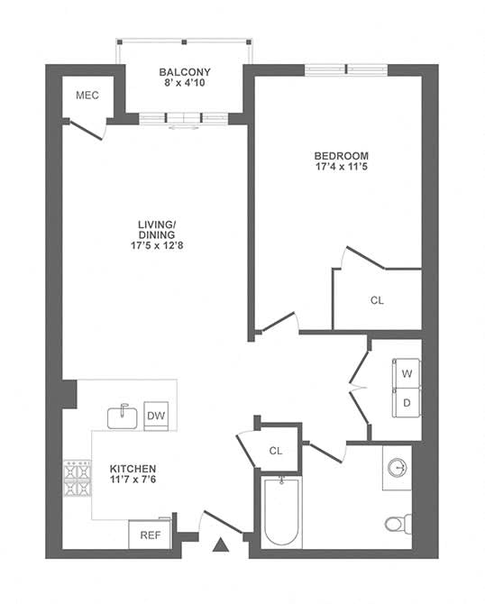 1 bed 1 bathroom K | 836 Sq. Ft. at Vermella Lyndhurst apartments, Lyndhurst, NJ, 07071