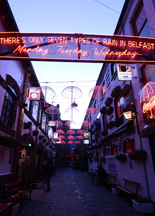 there is only seven types of rain walking through a street