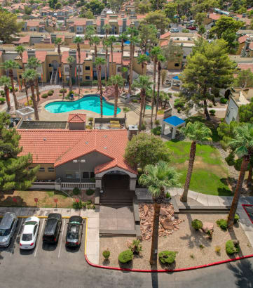 Aerial Pool View at Sunset Cove Apartments, Las Vegas, Nevada