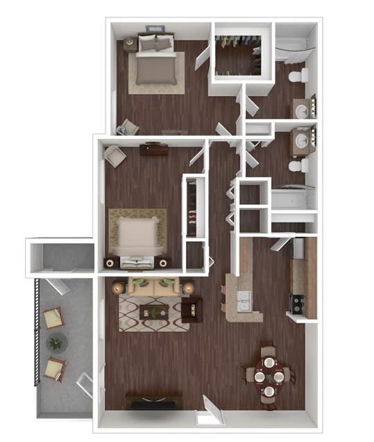 2 Bedroom 2 bathroom floor plan at The Life at Stone Crest, Dallas