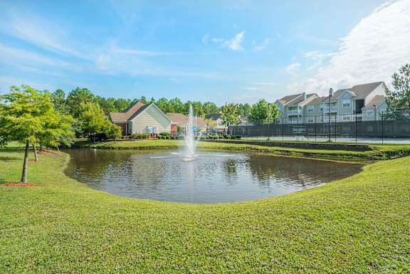 Pond along pickleball courts
