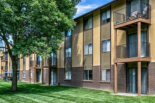 our apartments are located in a quiet area with a tree